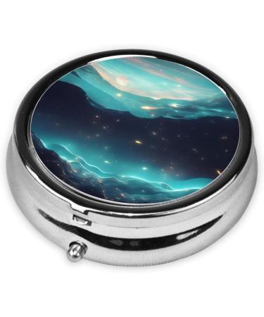 Science Fiction Stars Round Pill Box Organizer - 3 Compartment Portable Travel Pill Box for Easy Medication Management - Buy Online on GoSupps.com