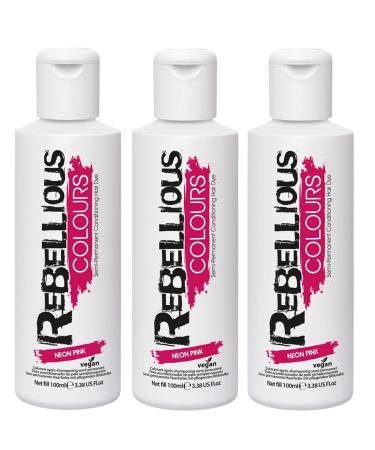 Rebellious Colour Semi Permanent Hair Dye Conditioning vegan cruelty free direct hair colour application 300ml (Neon UV Pink)