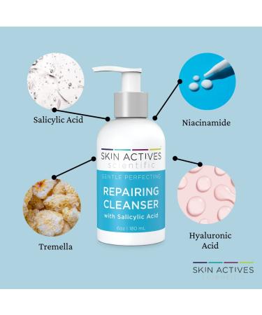 Skin Actives Repairing Cleanser | Pore Clearing Facial Wash with Salicylic Acid | 6 fl. oz. | Ceramides & Tremella for Clear Skin - Buy Online on GoSupps.com