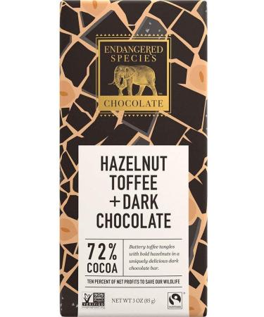 Endangered Species Hazelnut Toffee Dark Chocolate 72% Cocoa 12 Count