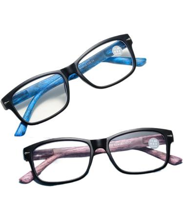 Fashionable Anti-Blue Light Reading Glasses for Women - Iynwbjts Retro Wood Grain 2.50 (Purple) with Flexible Hinges - Buy Online on GoSupps.com