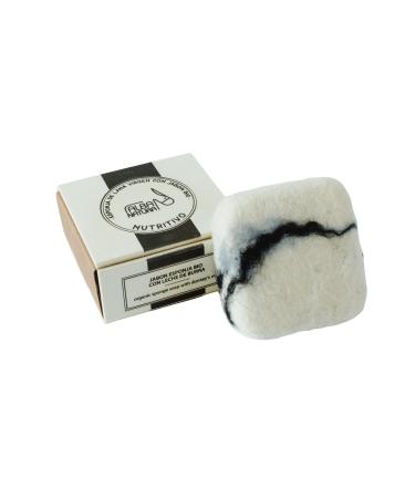 ALBA NATURA Virgin Wool Sponge with Softening Soap - Soap Based on Donkey Milk - Nutrition Hydration and Protection - Special for Reactive Skin - 150g Extra Burra Milk