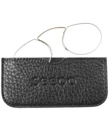 Seeoo reading glasses Light Black with +2.0 Dioptria Starch - glasses for reading for women and men - H mflecke's reading glasses gimmick/grinder from the optician with real leather case black +2.00 Dioptria (1 Pack)