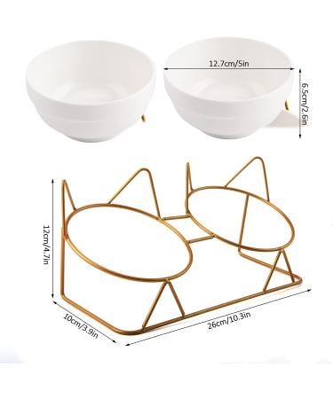 Trosetry Cat Bowls - Double Ceramic Pet Bowls with Raised Tilted Stand for Food and Water - Anti Vomiting Cat Feeder - Ideal for Puppy Cats and Small Dogs - Buy Online on GoSupps.com
