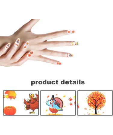 Autumn Nail Stickers Fall Nail Stickers Autumn Maple Leaves Pumpkin Turkey Nail Art Stickers Thanksgiving Themed Water Transfer Nail Decorations 12 Sheets/Set Fall Nail Decals - Buy Online on GoSupps.com