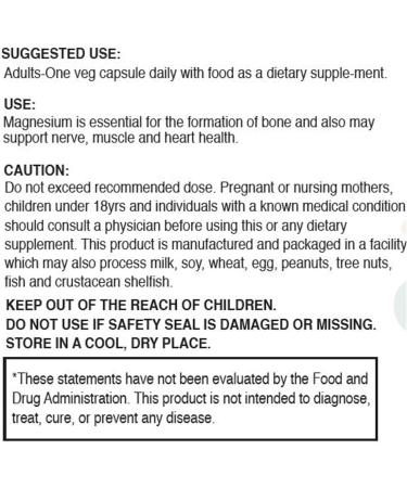 H4U Magnesium Citrate Capsule for Muscle Nerve Bone Heart Support Dietary Supplement Vegetarian Formula No Gluten Sugar Lactose Artificial Colors or Flavors 120000 mcg Vg 90 Capsule - Buy Online on GoSupps.com