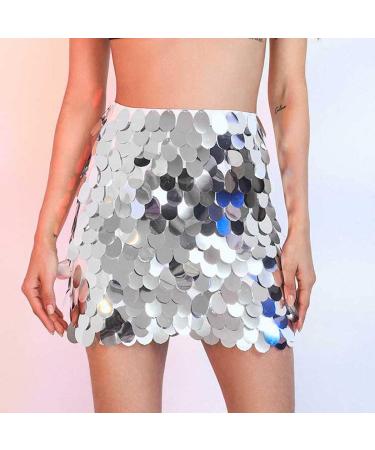 Zoestar Sequin Skirt - Sparkly Silver Hip Scarf Fashion Party Dance Costume for Women/Girls - Buy Online on GoSupps.com