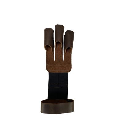Valhalla Gear, Three-Finger Archery Glove Handmade from Full Grain Leather - Bow and Arrow Shooting, Target Practice, Hunting Accessory - Protection for Wrist & Fingers - Bourbon Brown