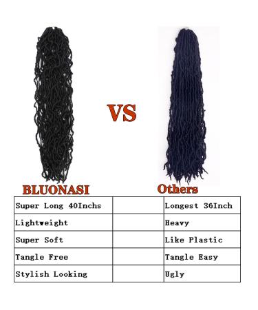 40 Inch Natural Color Faux Locs Crochet Hair 6 Packs - Super Long Goddess Locs Pre-Looped Synthetic Braiding Hair - Pre-Extended Crochet Locs - Buy Online on GoSupps.com