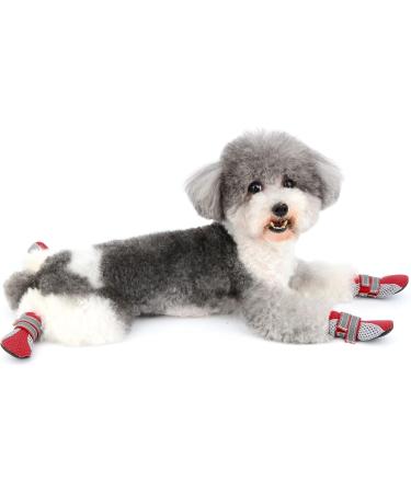 Zunea Dog Boots - Summer Paw Protection Non-Slip Adjustable Reflective Breathable Mesh Heat-Resistant for Hot Asphalt - Size M (4-Pack) - Red - Buy Online on GoSupps.com