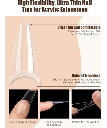 Deciniee 550Pcs Clear Extra Long Tapered Square Nail Tips - Professional Nail Extension Kit for Salon & Home DIY - Buy Online on GoSupps.com