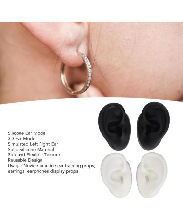 Silicone Ear Model 2 Pair Flexible Elastic Left Right Silicone Ear Model for Novice for Jewelry Display (Black and White) - Buy Online on GoSupps.com