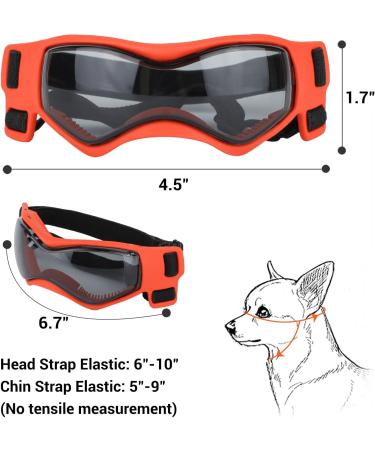 Petleso Dog Glasses for Small Breeds - UV Protection & Windproof Pet Sunglasses with Adjustable Straps for Outdoor Activities - Orange V-Shape - Buy Online on GoSupps.com