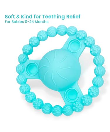 Baby Teething Toy for 0-6-12 Months - Egg & Ring Design Teether and Rattle Toy Gift for Newborns - Blue - Buy Online on GoSupps.com