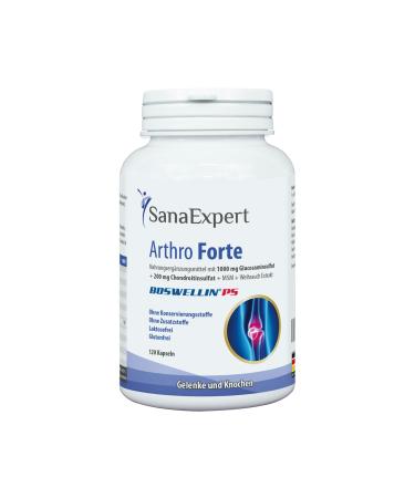 SanaExpert Arthro Forte | NATURAL SUPPORT FOR JOINTS AND BONES | With MSM, Glucosamine Sulphate, Chondroitin (120 Capsules) 100% Natural Ingredients Made in Germany