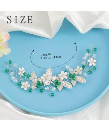 IYOU Flower Wedding Hair Vine Green Crystal Hair Accessories Bride Bridesmaid Headband Headpiece for Women - Buy Online on GoSupps.com