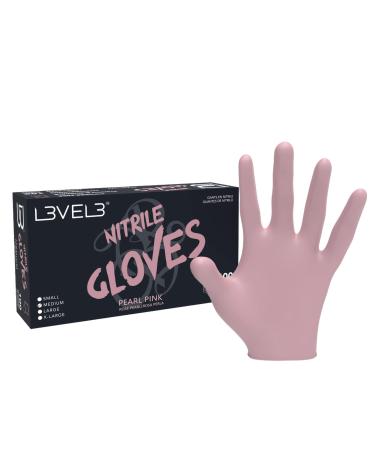 L3 Level 3 Nitrile Gloves - Professional Heavy Duty Disposable Gloves - Latex Free - Fits Snug - Box of 100 Large (Pack of 100) Pink