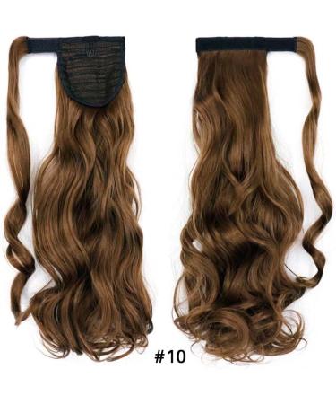 iLUU Wrap Around Ponytails Clip on Curly Wavy Hair Extension 18 Inch Fashion Brown Color Clip in Hairpiece Heat Resistent Synthetic Pony Tail Hair Extensions 100g Ponytail for Women Girl #10-golden brown - Buy Online on GoSupps.com