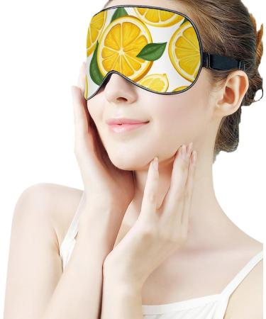 Soft Lemon Fruit Pattern Eye Mask | Adjustable Sleep Mask for Men & Women | Comfortable Eye Cover for Travel & Relaxation - Buy Online on GoSupps.com