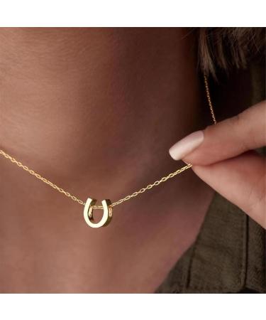 OralGos Horseshoe Necklace for Women - U Shape Wedding Jewelry | Perfect Valentine's Day Anniversary & Birthday Gift in Gold - Buy Online on GoSupps.com