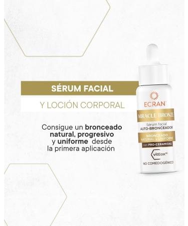  Ecran ECRAN Miracle Bronze Self-Tanning Face Lotion with Pro-Ceramides for a Natural Even and Gradual Tan Without the Sun. Lightweight Non-Drying Non-Greasy Texture. Lasts 4 Days. 50ml - Buy Online on GoSupps.com