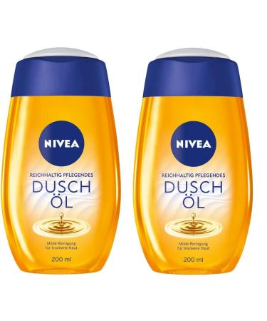Nivea Natural Shower Oil pack of 2 (2 x 200 ml) mild cleansing for dry skin with natural oils