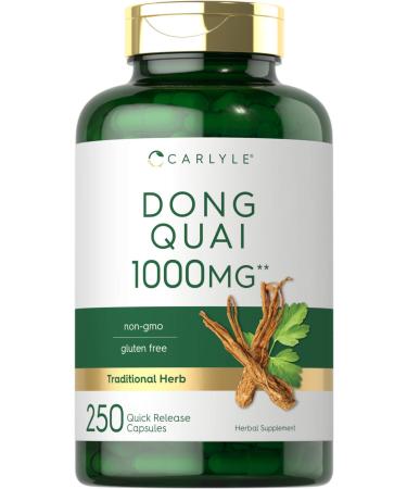 Dong Quai Capsules | 1000mg | 250 Count | Non-GMO and Gluten Free Supplement | Traditional Herb | by Carlyle - Buy Online on GoSupps.com
