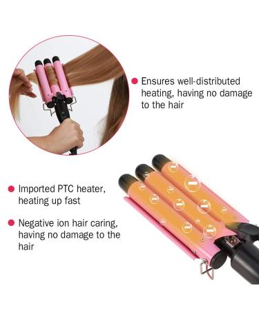 Buy ZJchao 32mm Hair Waver & Curling Wand - Fashionable Triple Pipe Hair Curler for DIY Beach Waves & Stylish Curls - Buy Online on GoSupps.com