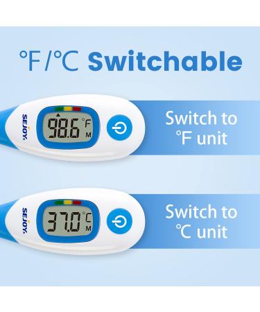 Digital Thermometer for Adults & Kids - Fast & Accurate Fever Reading for Oral, Armpit & Rectal Use - Flexible Tip & Waterproof - Large LCD Display - Ideal for Home Use - Termometro - Buy Online on GoSupps.com