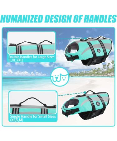 Emust Adjustable Dog Swimming Vest - Buoyant Life Jacket for Small Dogs with Durable Rescue Handle - XS Turquoise - Buy Online on GoSupps.com