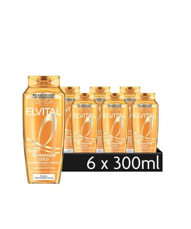 L'Oreal Paris L'Oreal Paris Elvital Weightless Shampoo for Supple Shiny Hair Enriched with Refined Coconut Oil with Magic Coconut Oil 6 x 300 ml