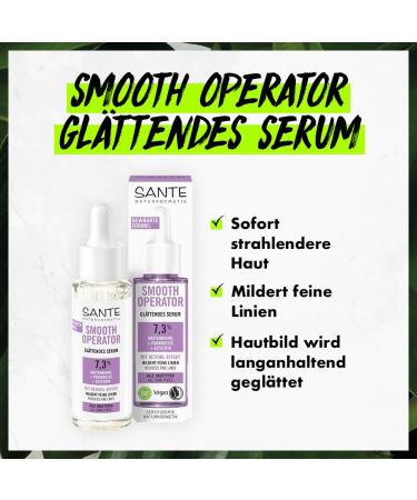 SANTE Naturkosmetik Smoothing serum with retinol effect facial serum against first wrinkles and lines with plantbased active ingredient Smooth Operator Serum 30 ml - Buy Online on GoSupps.com