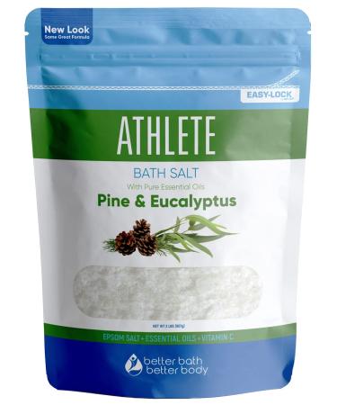 Athlete Bath Salt 32 Ounces Epsom Salt with Natural Lavender  Pine  Peppermint and Eucalyptus Essential Oils Plus Vitamin C in BPA Free Pouch with Easy Press-Lock Seal