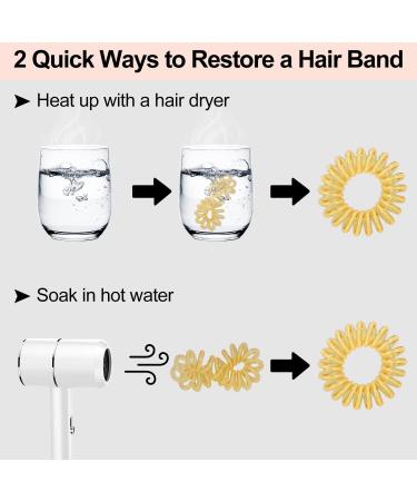 JessLab Spiral Hair Ties 20 Pcs - No Crease Traceless Hair Tie Set | Plastic Coil Ponytail Holders for Women & Girls - White Line - Buy Online on GoSupps.com
