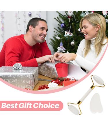 Jade Roller and Gua Sha Set - Facial Beauty Massager for Glowing Skin Fine Lines & Wrinkles Relief - International Shipping - Buy Online on GoSupps.com