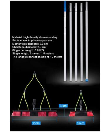 photovoltaic cleaner window cleaning pole 4M-12MExtension Pole Squeegee Window Washer Combo Telespole for Window Cleaning Pole Water Brush Extendable Cleaner Conservatory Roof/6M 35cm Brush Head 8M/27FT - Buy Online on GoSupps.com