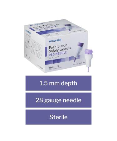 McKesson Safety Lancets 28G Sterile Push-Button Needle 1.5mm - 100 Count - Buy Online on GoSupps.com