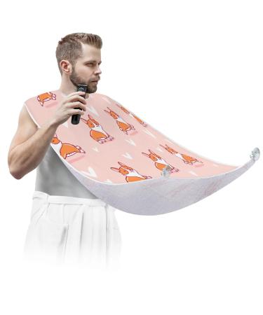 Lovely Dogs Beard Bib Apron Beard Bib Hair Catcher for Men Shaving and Trimming Non-Stick Waterproof Beard Cape Grooming Cloth with 2 Suction Cups Gifts for Men