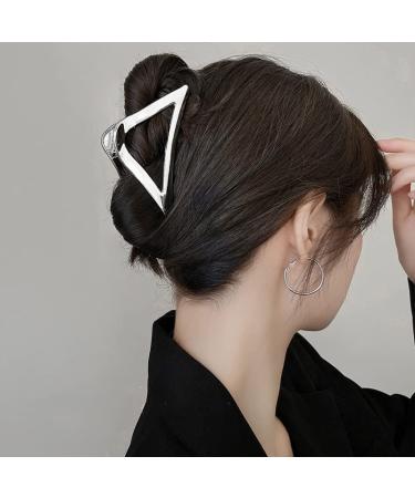 Sleek Silver Metal Claw Clip for Thick Hair - Geometric Design | Elegant Hair Styling Accessory for Women - Buy Online on GoSupps.com