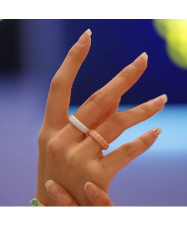 Zollen Silicone Wedding Rings for Women 4/7 Packs -Metallic Stackable Silicone Rubber Wedding Bands -Innovative Vine Collection B: Rose Gold Pearl White Black Marble(gray+white) 4(15.3mm) - Buy Online on GoSupps.com