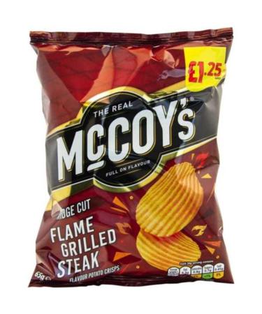 McCoy's Flame Grilled Steak Ridge Cut Crisps 65g - Box of 20 (Price Marked)