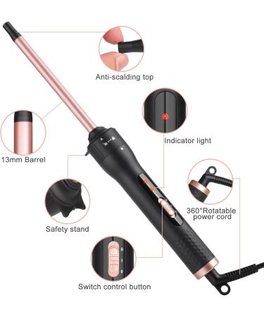 Professional Curling Wand 13mm - Ceramic Hair Curler for All Lengths | Rapid Heating Dual Voltage Includes Glove - Buy Online on GoSupps.com