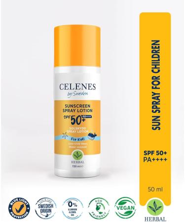 Celenes by Sweden Sun Protection Spray SPF50 for Children - Gentle on Sensitive Skin | Mineral Protection for All Skin Types | Waterproof No Perfumes/Parabens or Alcohol | Herbal Formula - 150 ml - Buy Online on GoSupps.com
