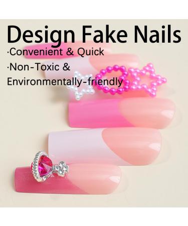 Buy Long Press on Nails - Square Acrylic French Fake Nails with 3D Decorations & Glitter - Purple Stick on Nails Gift for Girls Worldwide - Buy Online on GoSupps.com