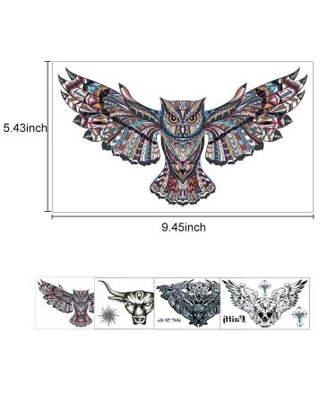 VIWIEU 3D Realistic Chest Temporary Tattoos - 5 Sheets, Large Fake Body Art Stickers for Men, Women, and Teens - Water Transfer Body Art Owls Design - Buy Online on GoSupps.com