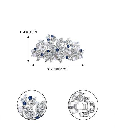 Ever Faith Austrian Crystal Hibiscus Pearl Hair Clip Barrette Blue Silver-Tone - Buy Online on GoSupps.com