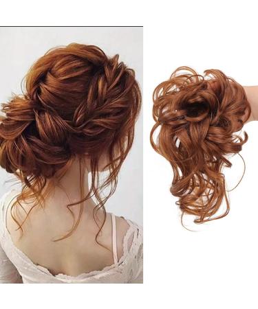 Hair part with rubber band Messy Bun Hairil Piece Curly Wavy Big Hair Bun Scrunchies Extensions Kunsthaar Tousled Updo Hair Parts for Women Girls (#30 (Light Auburn)) - Buy Online on GoSupps.com