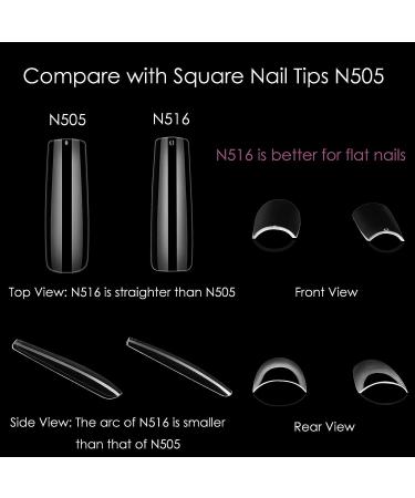 Wellquinn No C Curve Square Nail Tips - 360pcs Extra Long Clear Acrylic XXL False Nails - Buy Online on GoSupps.com
