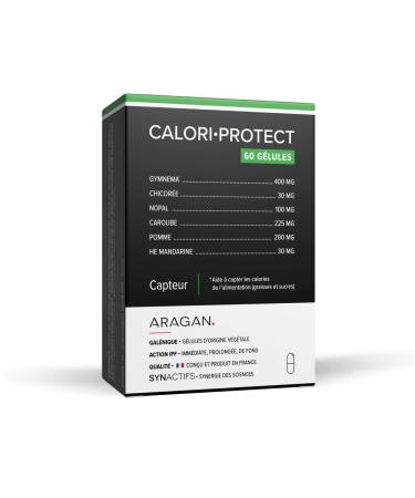 ARAGAN - Synactives - CaloriProtect - Slimming Food Supplement - Gymnema, Carob Powder, Nopal, Mandarin Essential Oil - 60 capsules - 15 days to 2 months taken - Made in France
