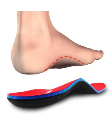 PCSsole Orthotic Arch Support Shoe Inserts Insoles for Flat Feet Feet Pain Plantar Fasciitis Insoles for Men and Women Men(12-12.5)31cm A-red